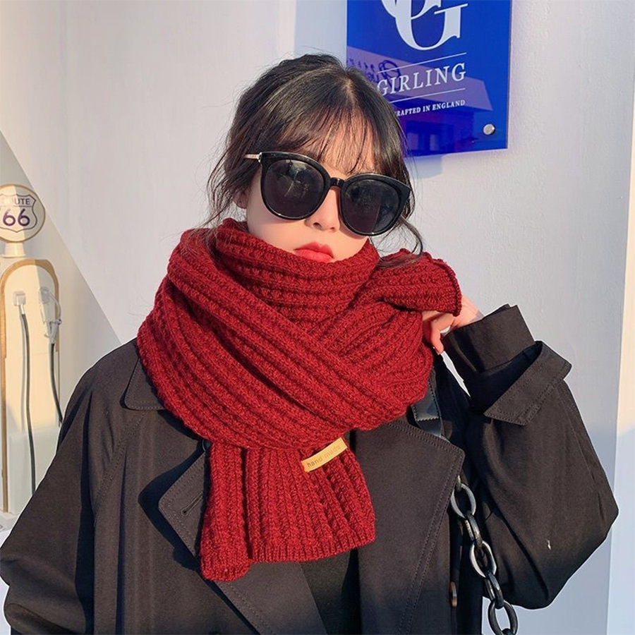 Men Scarf Wool - Thick Cable Knit Warm Cashmere Scarf