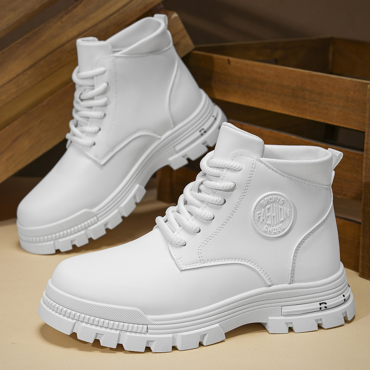 Men'S Fashion For 45 Years Old - Men's Fashionable All-Season White Motorcycle Boots