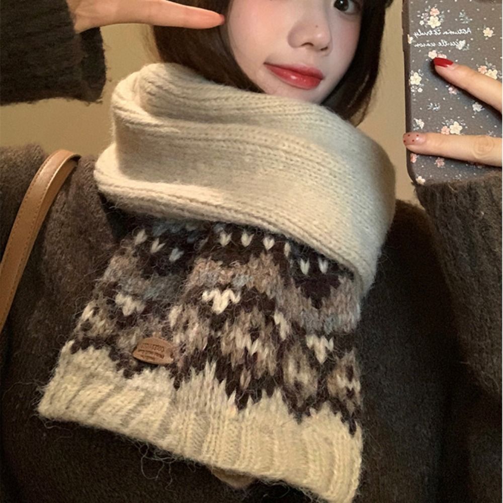 Men Scarf Wool - Classic Wool Jacquard Knitted Scarf Thicken