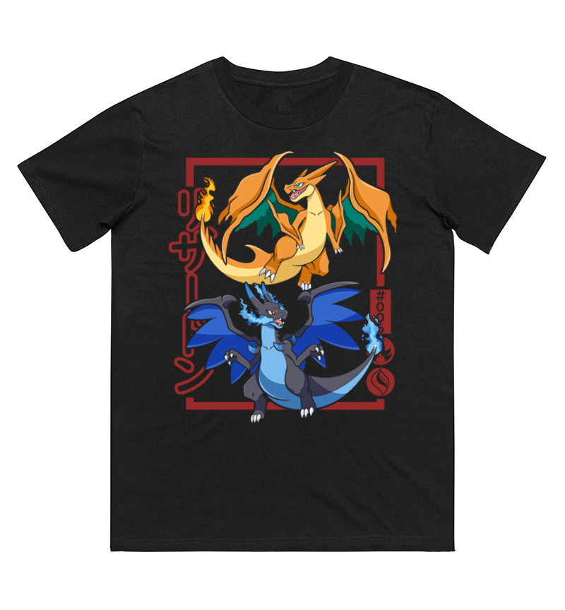 Men'S Fashion Evolution - Pokémon Charizard Evolution Printed T-shirt Men