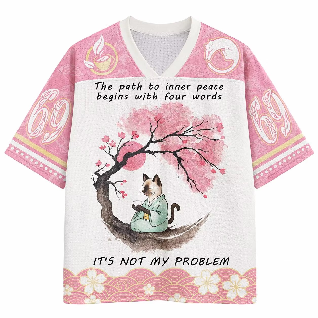 Men'S Fashion V Neck T Shirts - Sakura Tree Cat T Shirt 2026