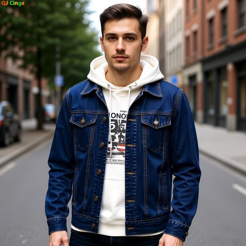 Mens Fashion Denim Jacket - 2026 Men's Dark Blue Denim Jacket,