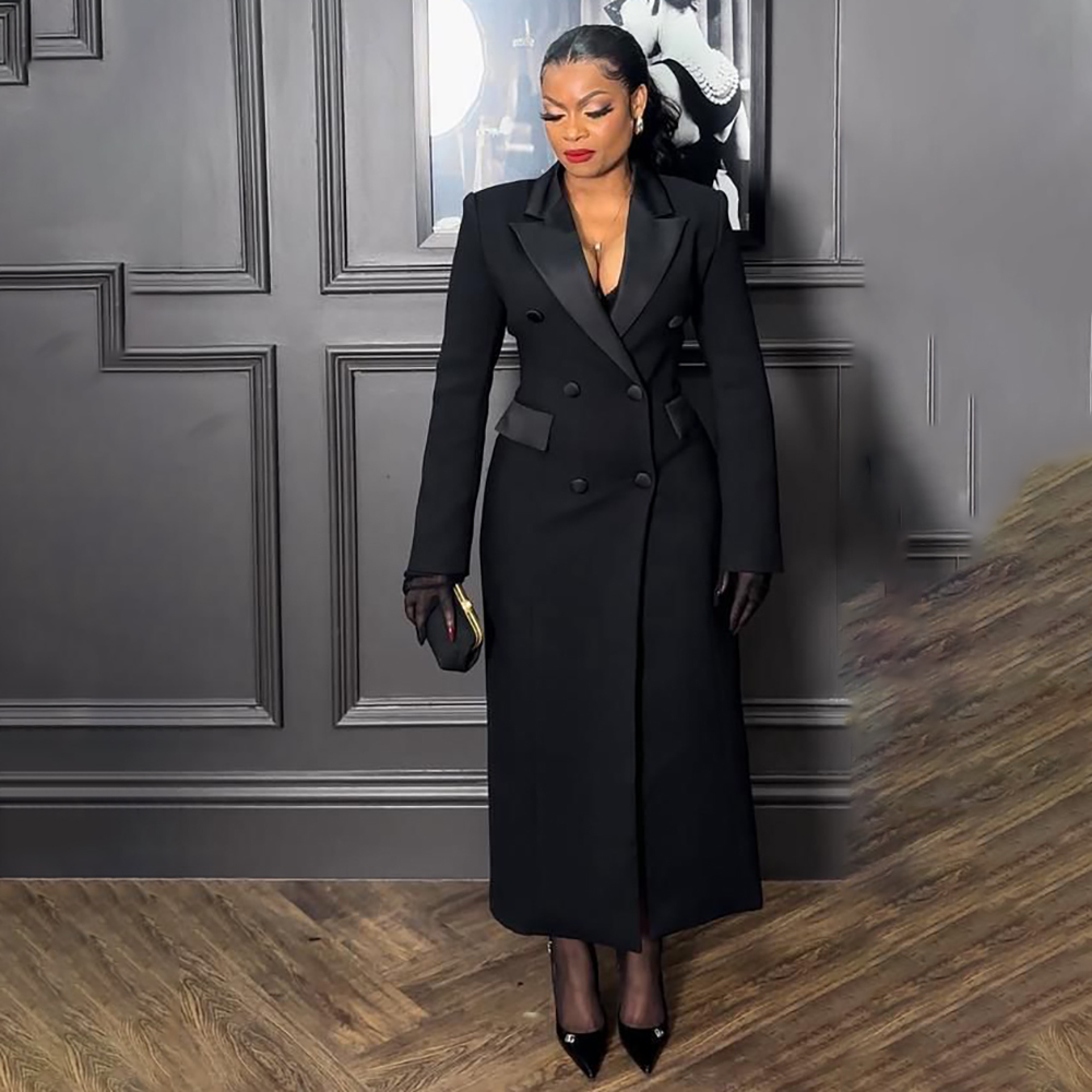 Men'S Fashion All Black Outfit - Luxury Black Women's Blazer Fashion Double