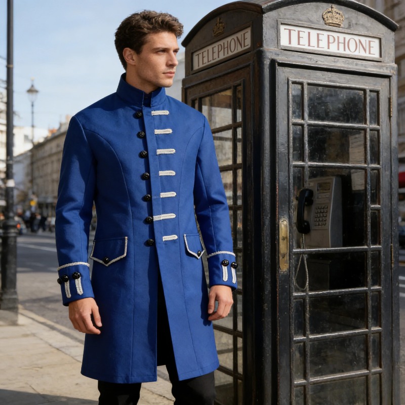 Men Fashion Vintage - European American Mens Medieval Coat Solid