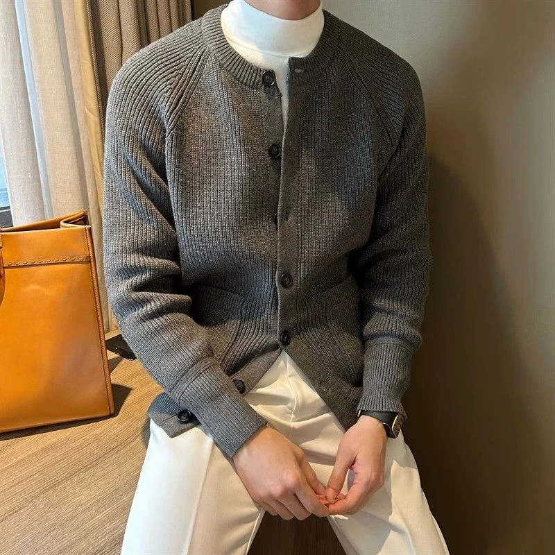 Men'S Fashion Reviews - GELITAYINThick Knit Cardigan Man Solid Color