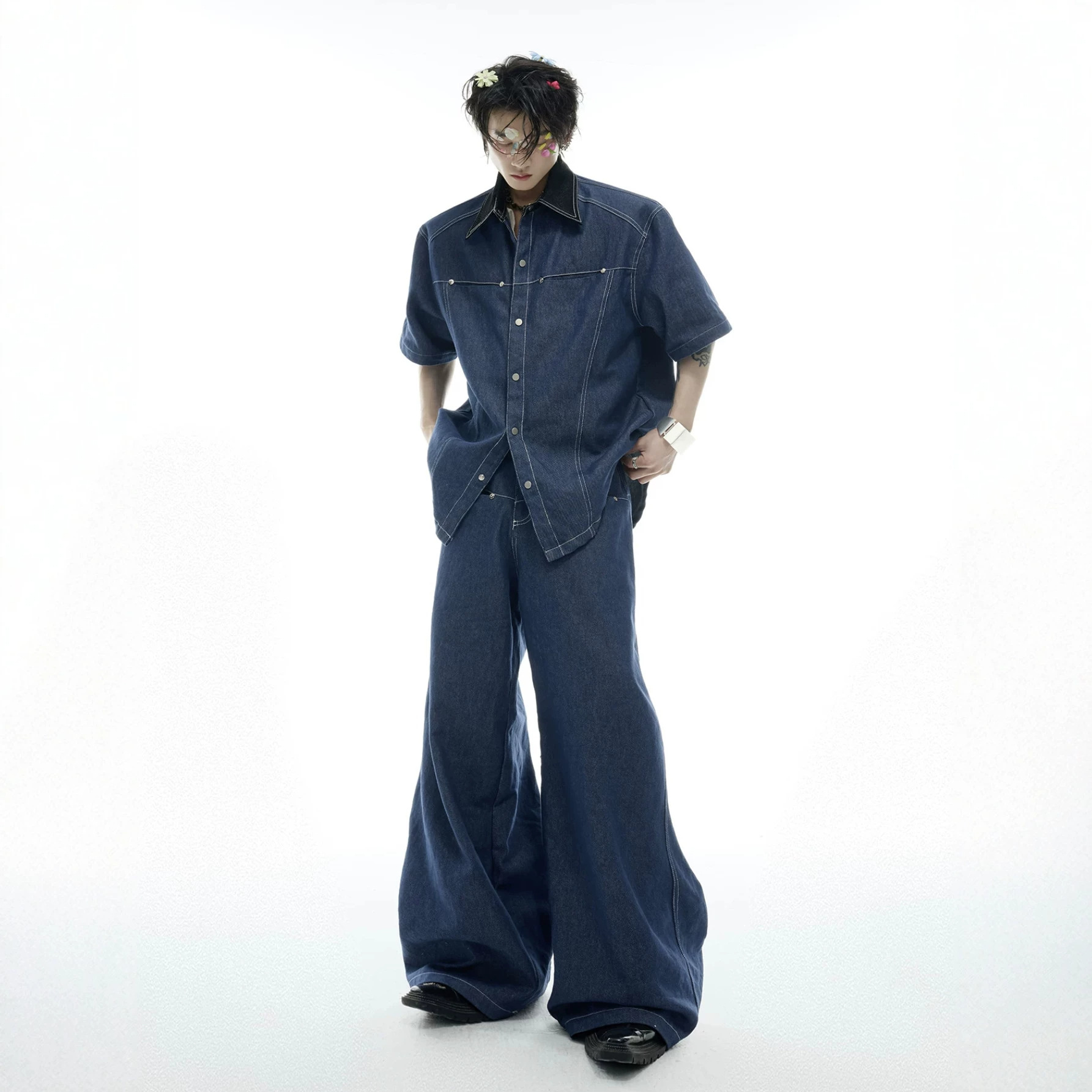 Mens Fashion Denim - Summer Men's Denim Matching Set American