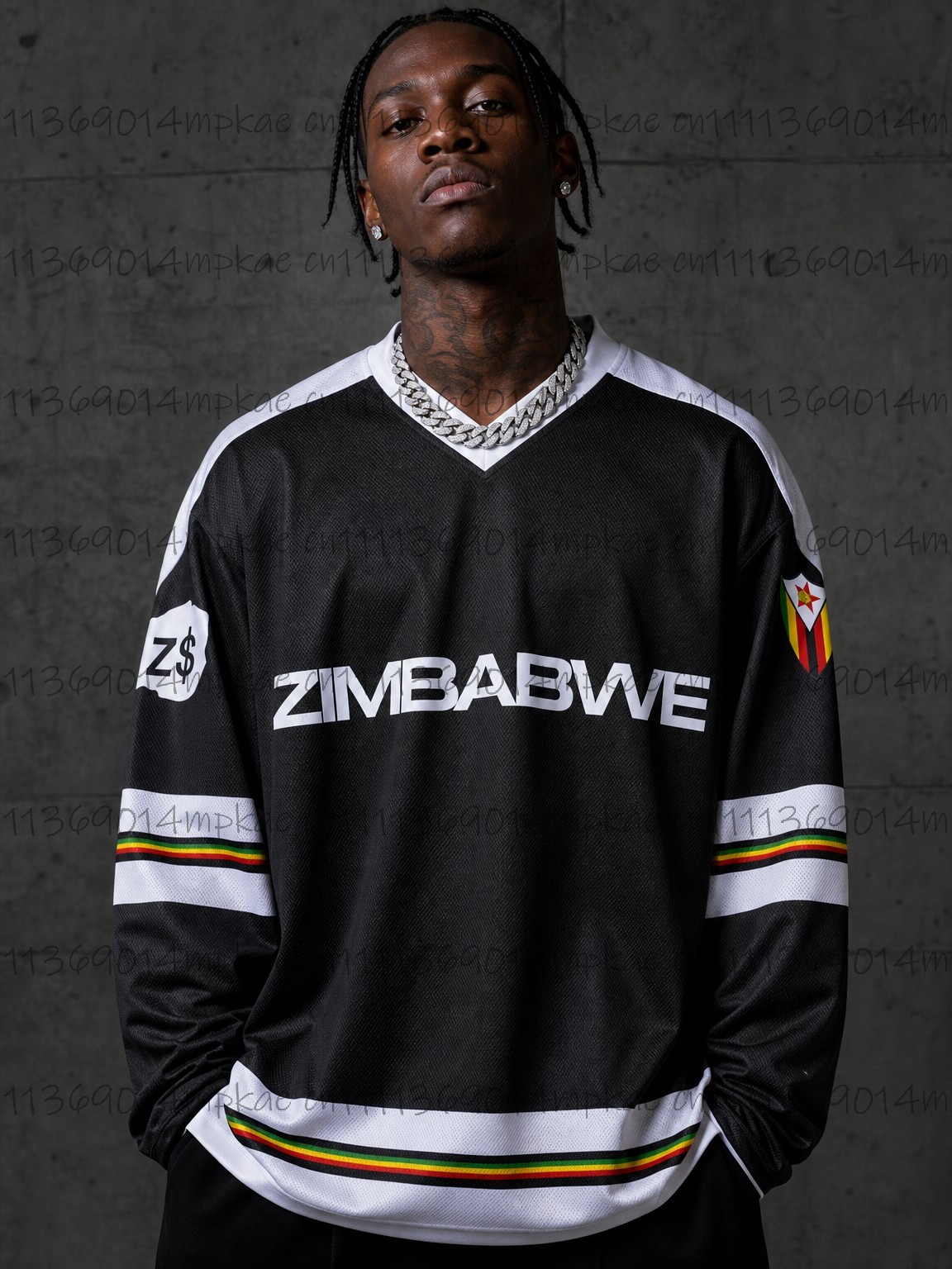 Mens Fashion Summer - Men's Zimbabwe Printed V-Neck Long-Sleeve T-Shirt,