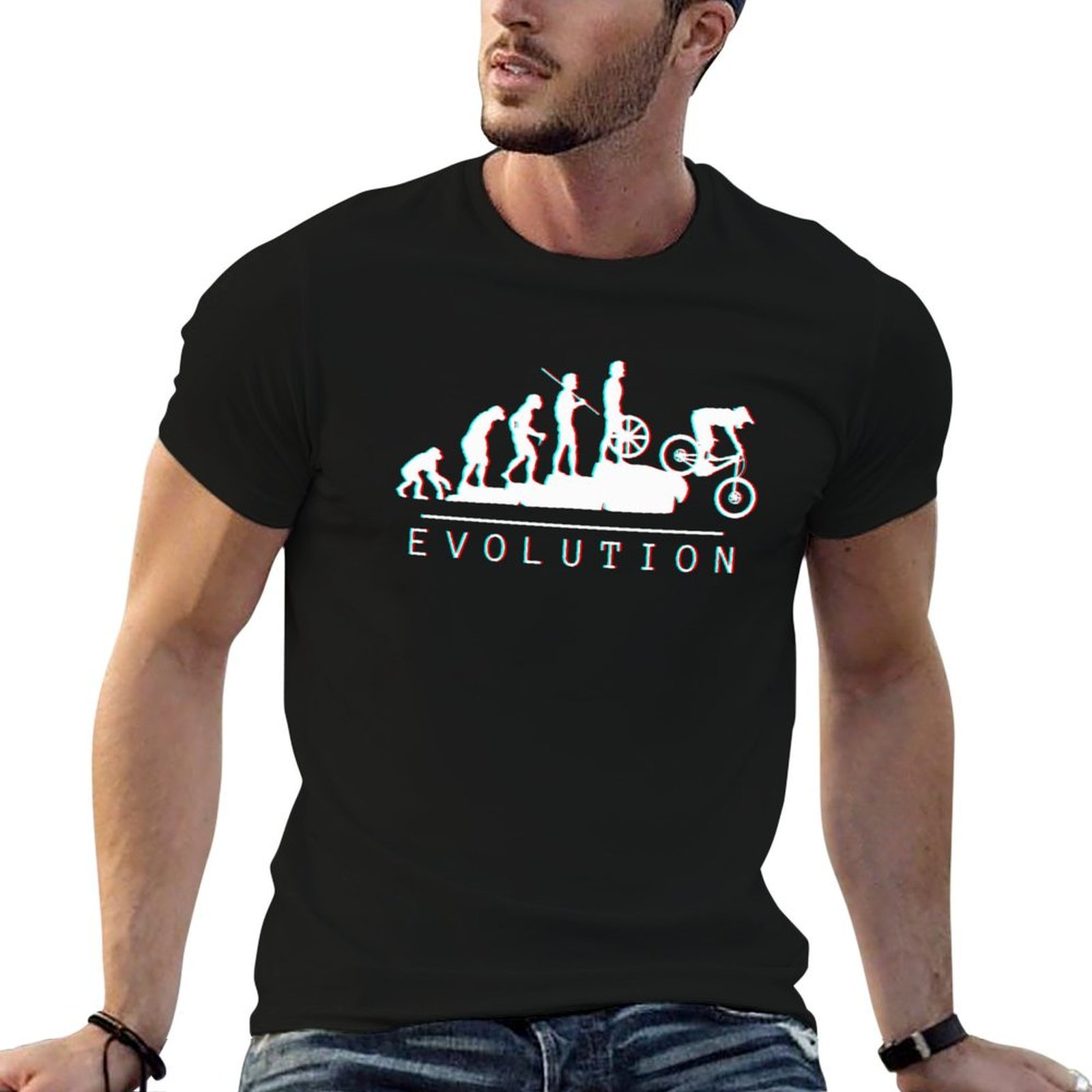 Men'S Fashion Evolution - MTB Evolution (White) T-Shirt Casual Fashion