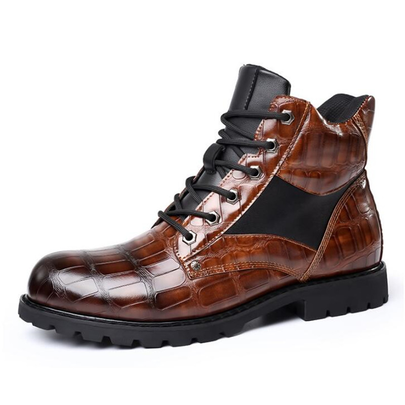 Chelsea Boots Men - Luxury Brand Men Boots Grid Pattern