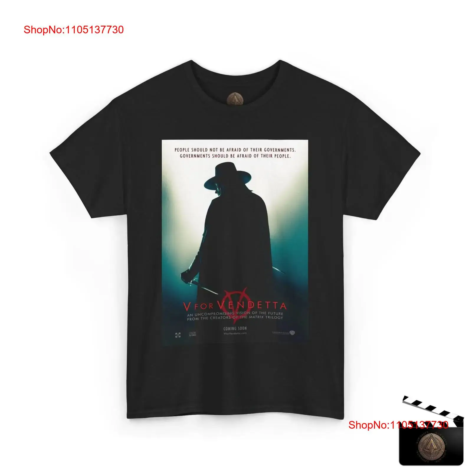 Men'S Fashion V Neck T Shirts - V For Vendetta Retro Movie Poster