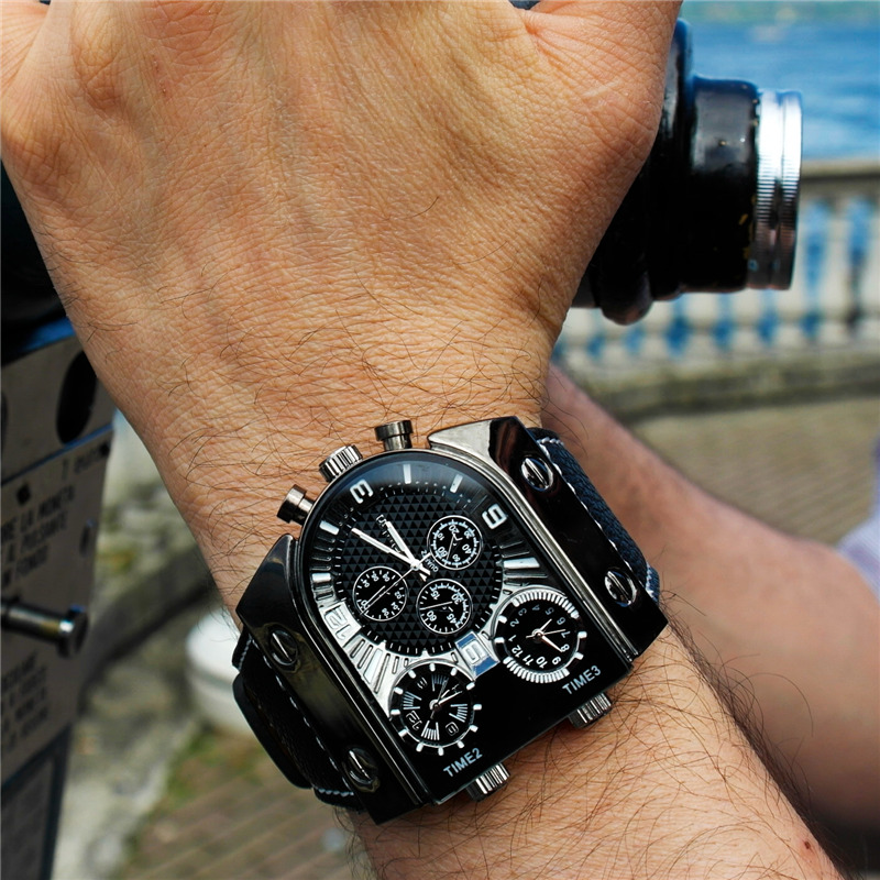 Men'S Fashion Zone - Oulm Watches Mens Quartz Casual Leather