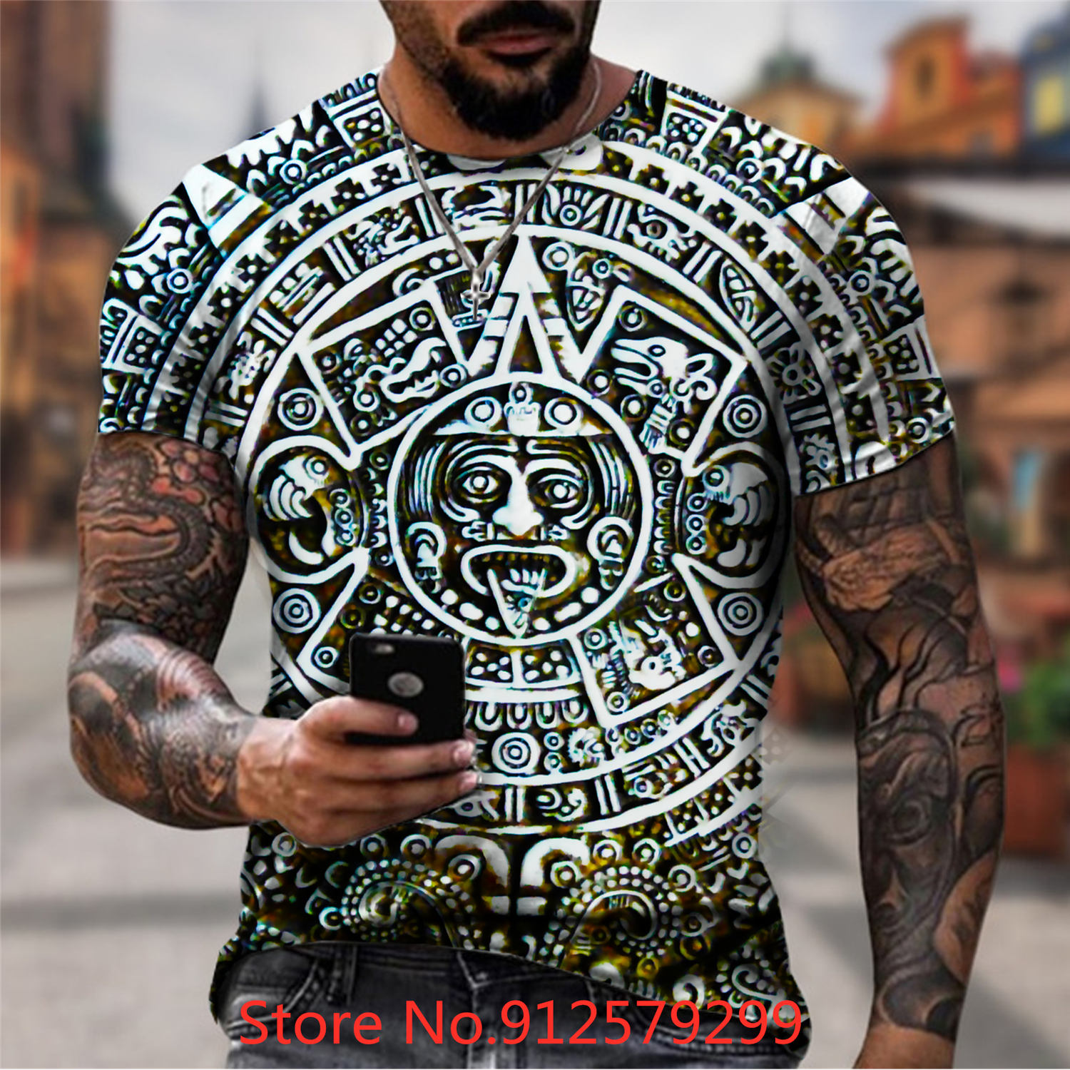 Mens Fashion Mexico - 2022 Mexico Aztec 3D Printed T