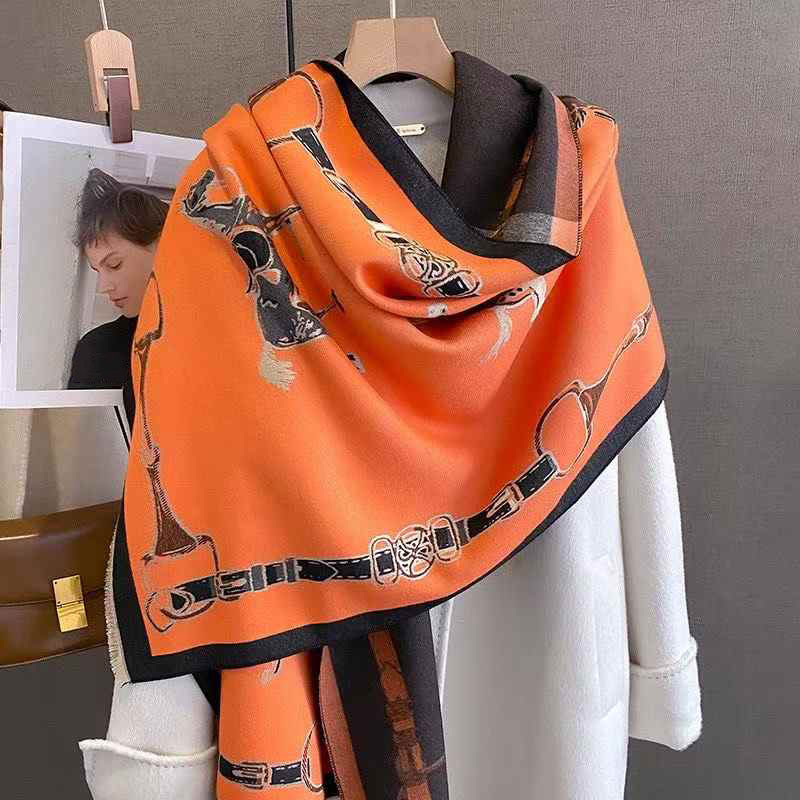 Men Scarf Wool - Retro Rider Horse Imitation Cashmere Scarf