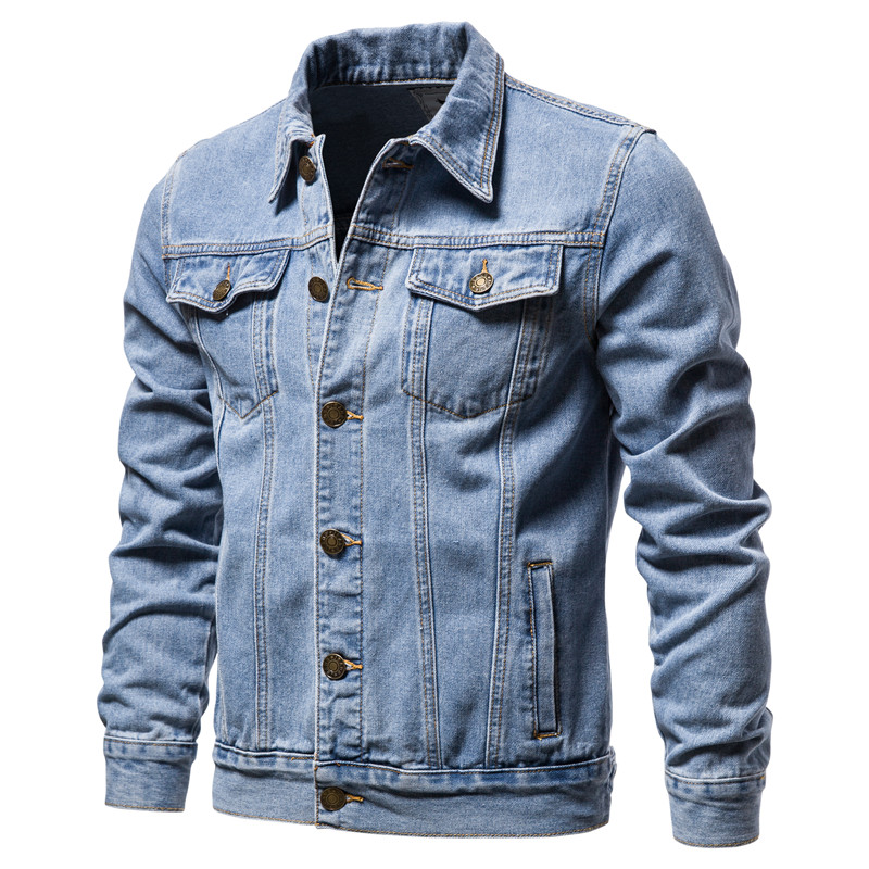 Mens Fashion Denim Jacket - 2025 Autumn Men Solid Denim Jackets
