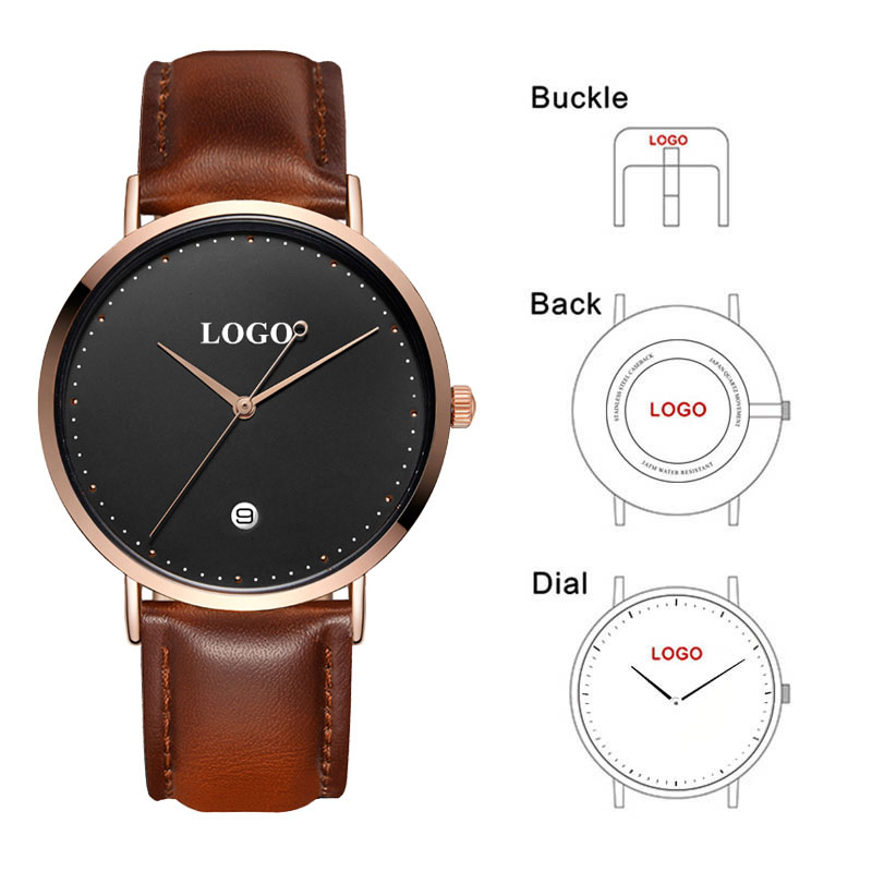 Men'S Fashion Logo - CL026 Black Rose Gold Build Brand
