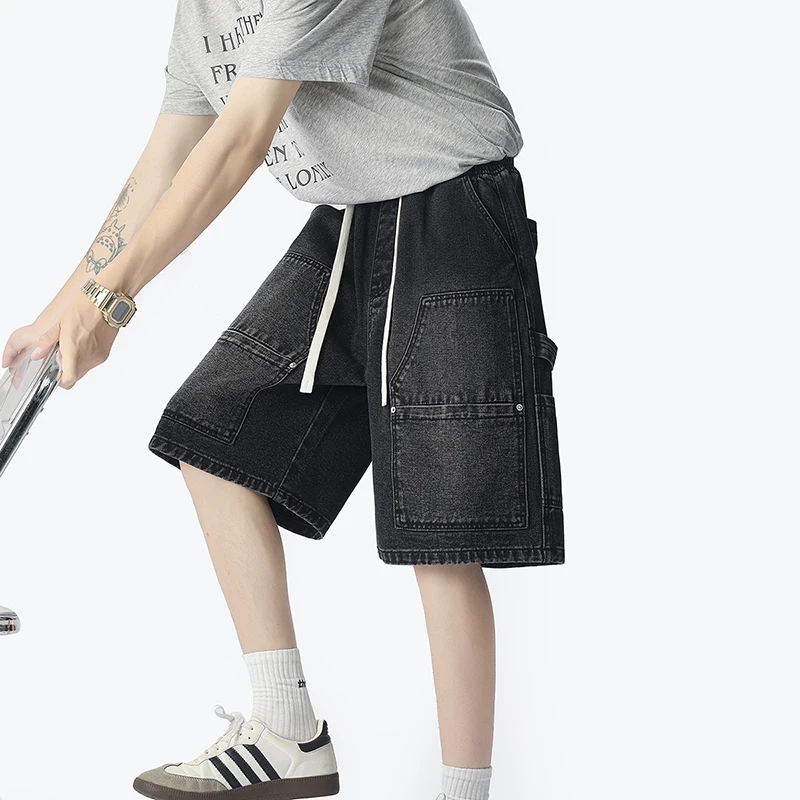 Mens Fashion Denim - American Fashion Street Workwear Denim Shorts