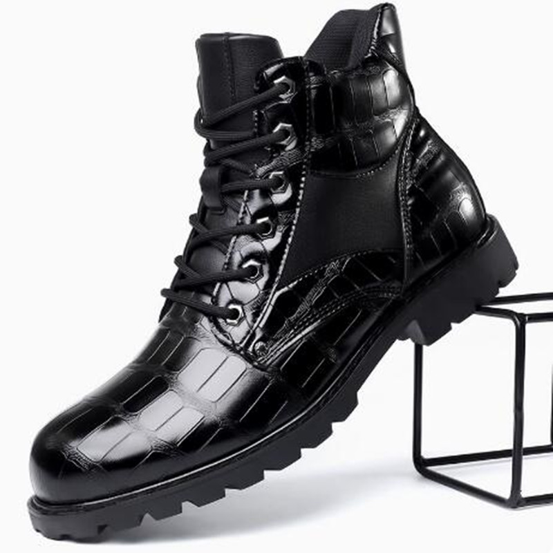 Chelsea Boots Men - Brand Men Boots Grid Pattern Square