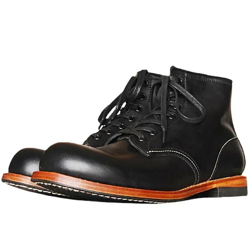 Men Fashion Vintage - Vintage Men Goodyear-Welted Genuine Leather Boots