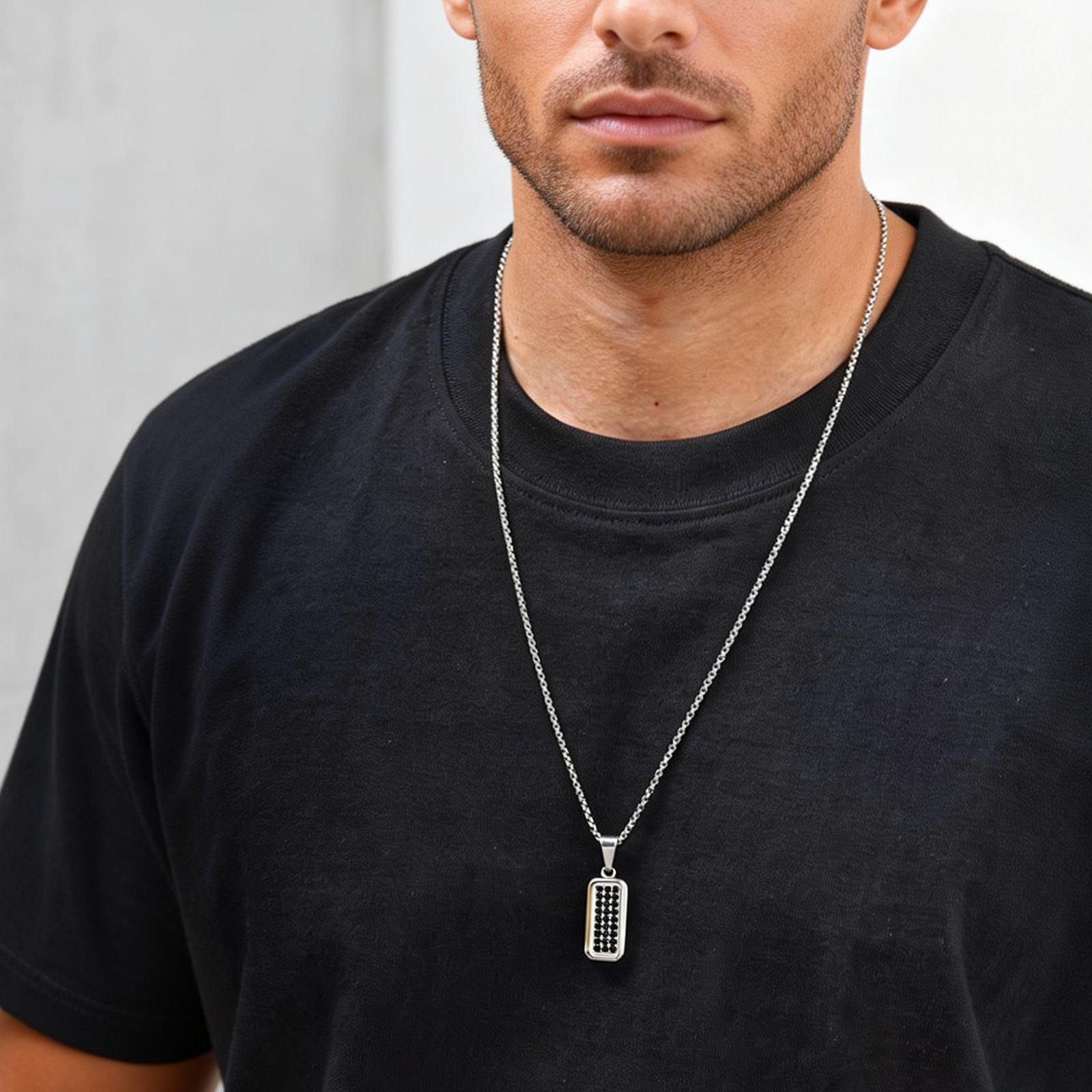 Personalization Dog Tag Neckla - Men'S Fashion All Black Outfit recension och pris