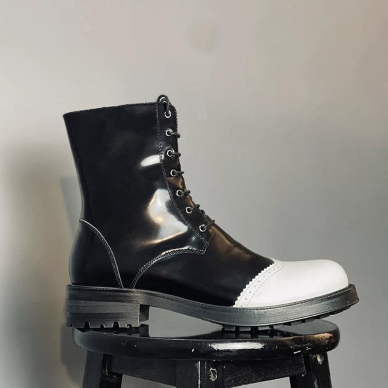 Men Black‑White Patent Leather - Chelsea Boots Men recension och pris