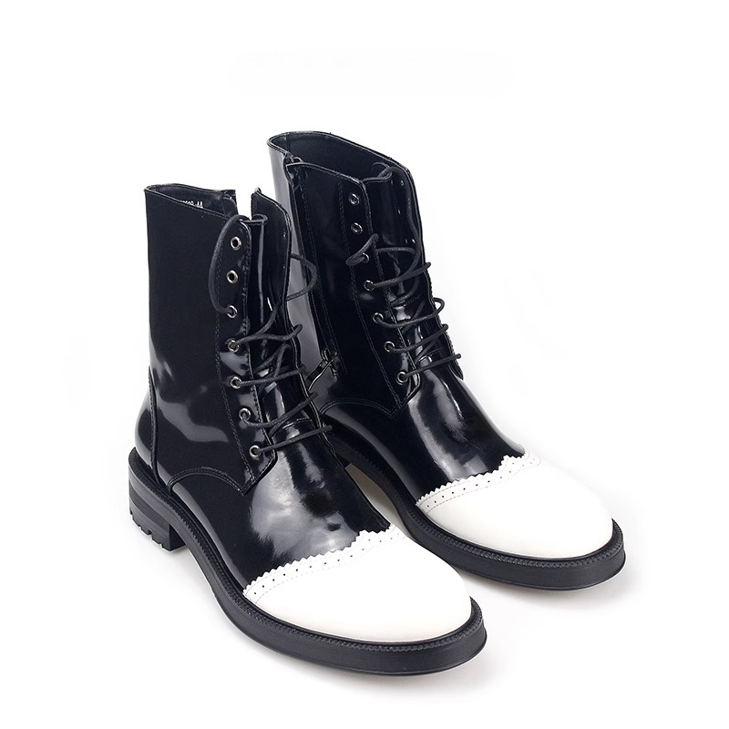 Men Black‑White Patent Leather - Chelsea Boots Men recension och pris