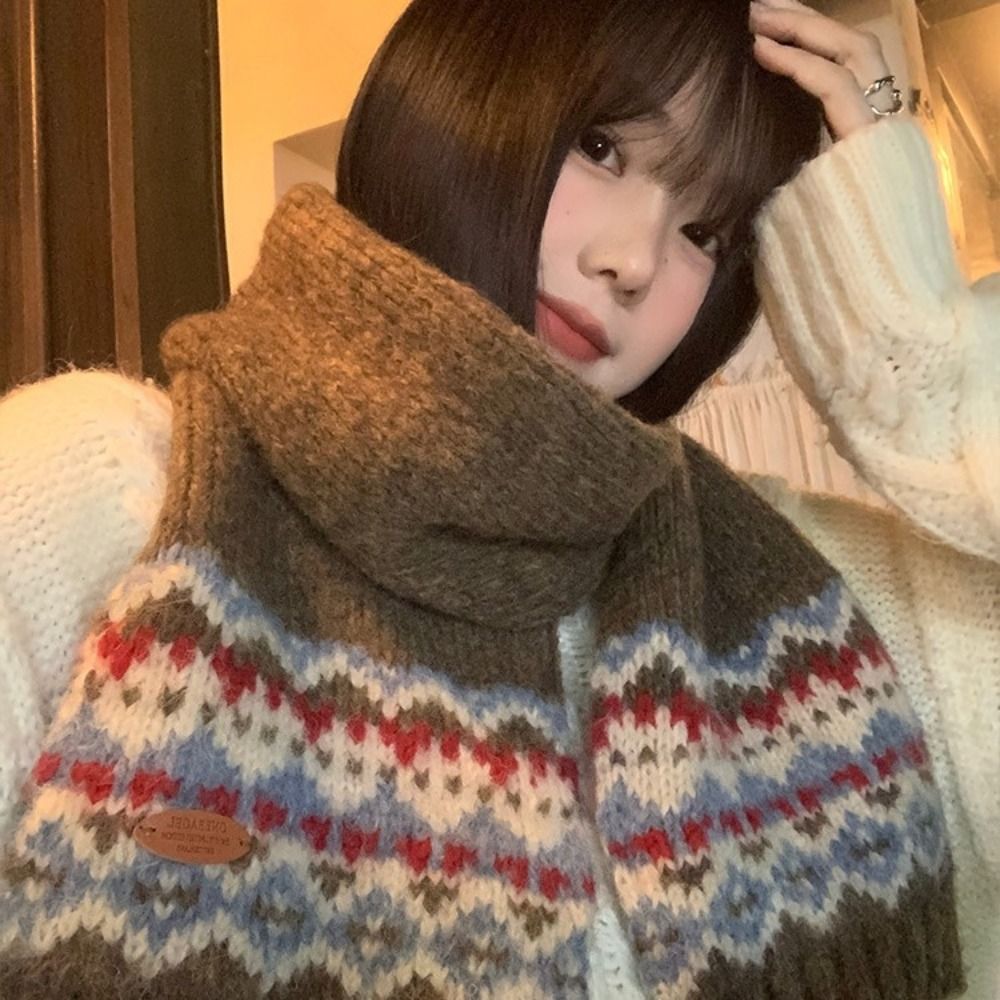 Classic Wool Jacquard Knitted  - Men Scarf Wool recension och pris
