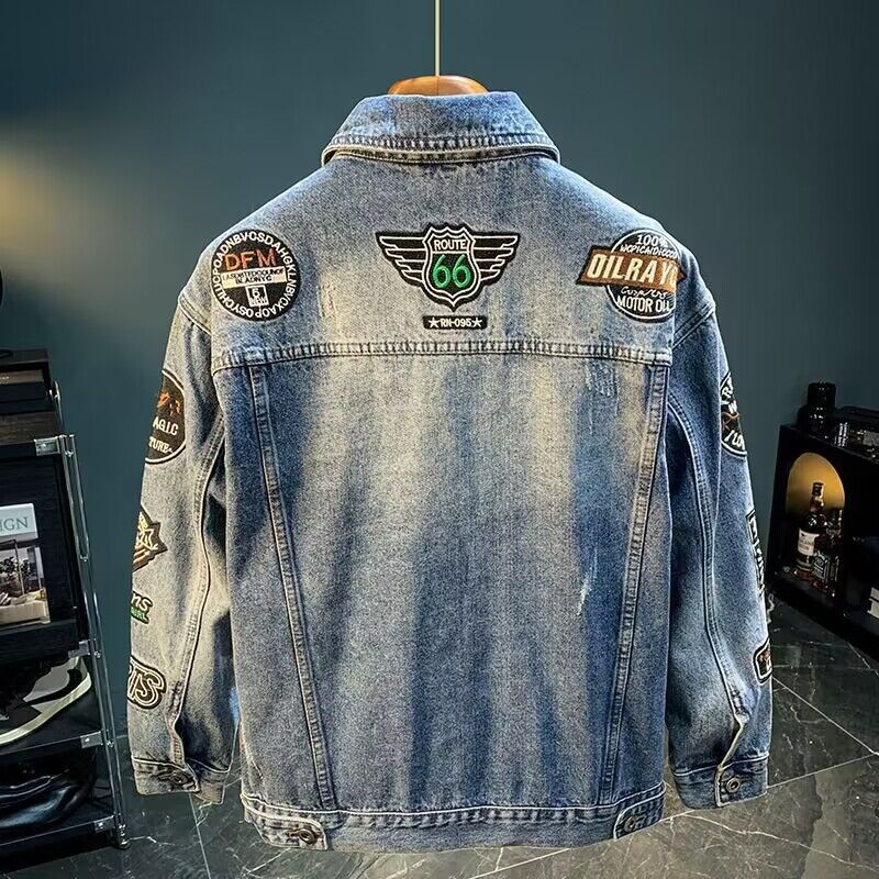 Men High Street Embroidery Pat - Mens Fashion Denim Jacket recension och pris