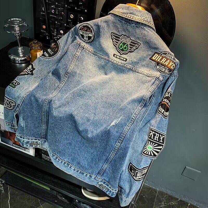 Men High Street Embroidery Pat - Mens Fashion Denim Jacket recension och pris