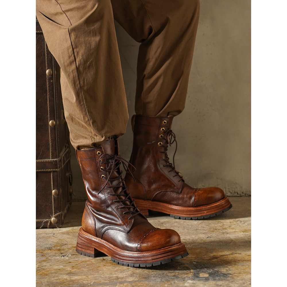 Men's Genuine Leather Motorcyc - Chelsea Boots Men recension och pris