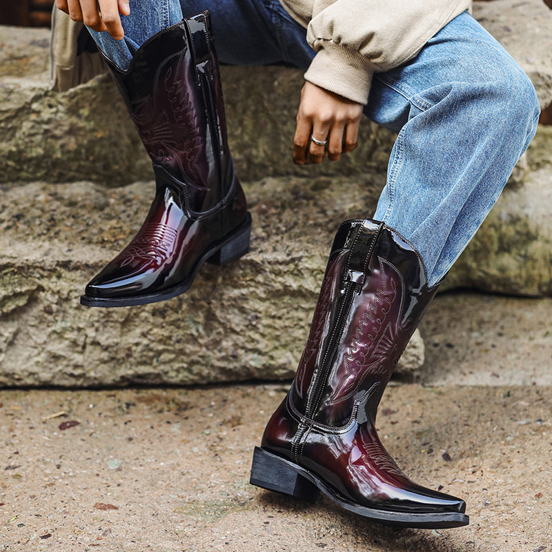 New Men Western Cowboy Boots U - Chelsea Boots Men recension och pris