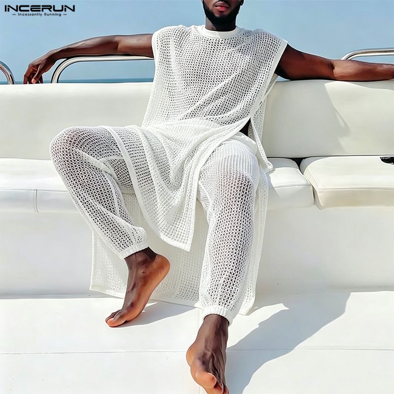 INCERUN Men Sets Mesh See Thro - Mens Fashion Summer recension och pris