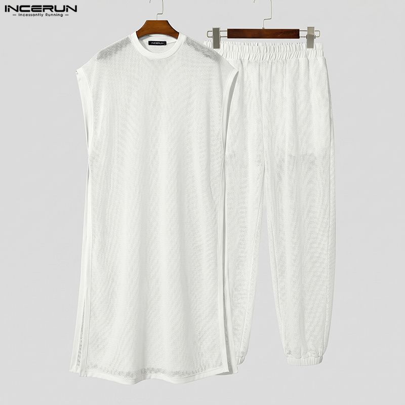 INCERUN Men Sets Mesh See Thro - Mens Fashion Summer recension och pris