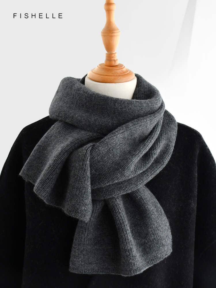 Gray solid color cashmere scar - Men Scarf Wool recension och pris