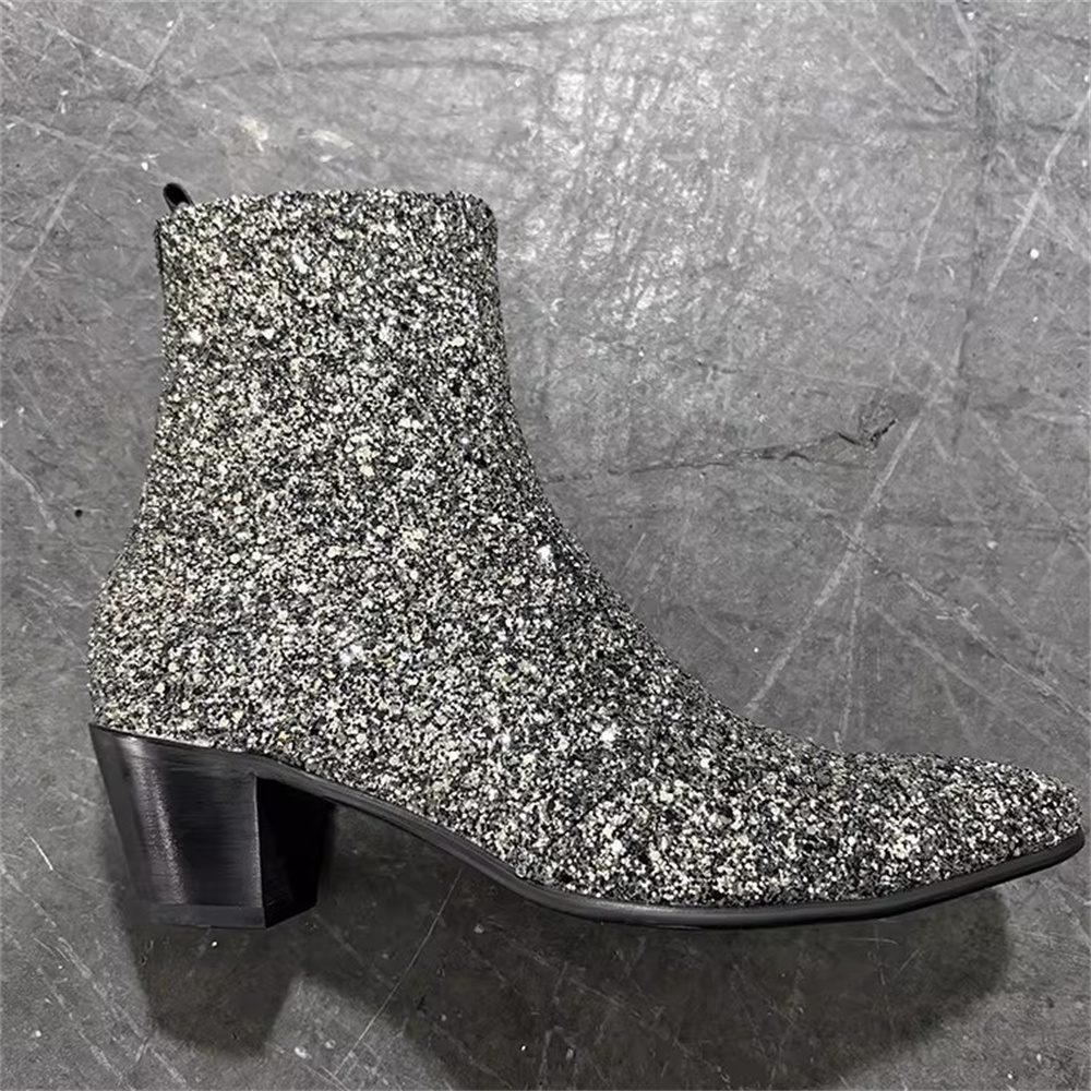 Silver Bling Bling Pointed Toe - Chelsea Boots Men recension och pris