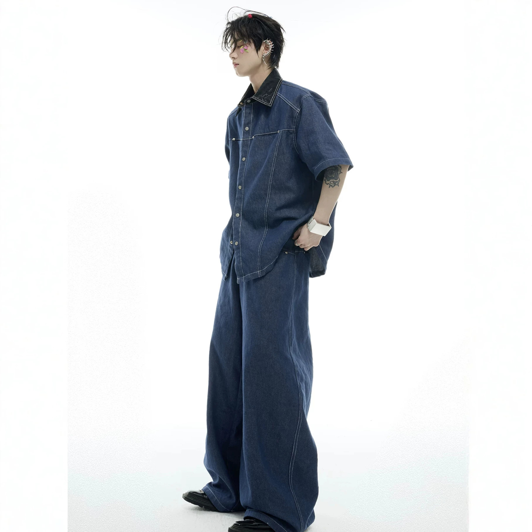 Summer Men's Denim Matching Se - Mens Fashion Denim recension och pris