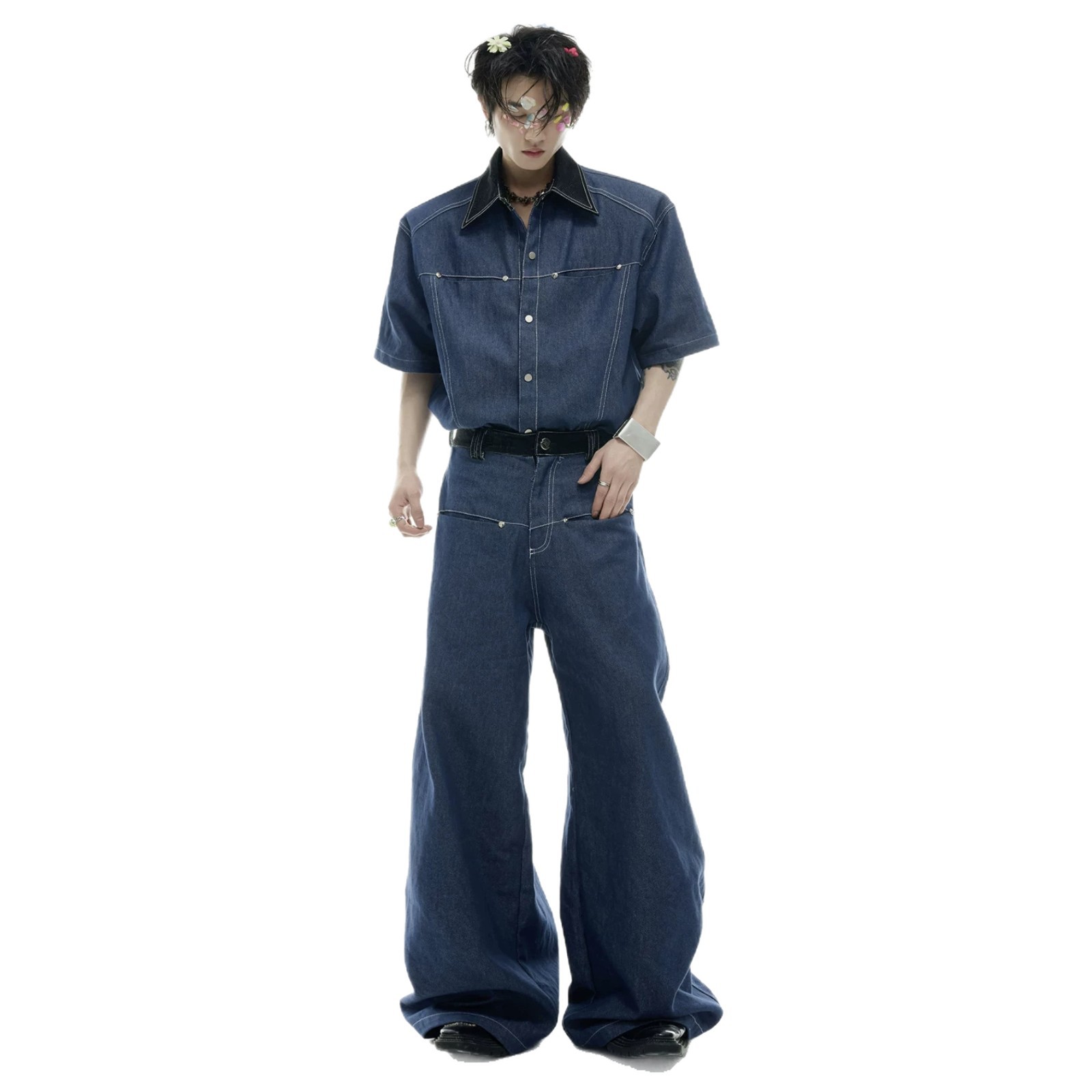 Summer Men's Denim Matching Se - Mens Fashion Denim recension och pris