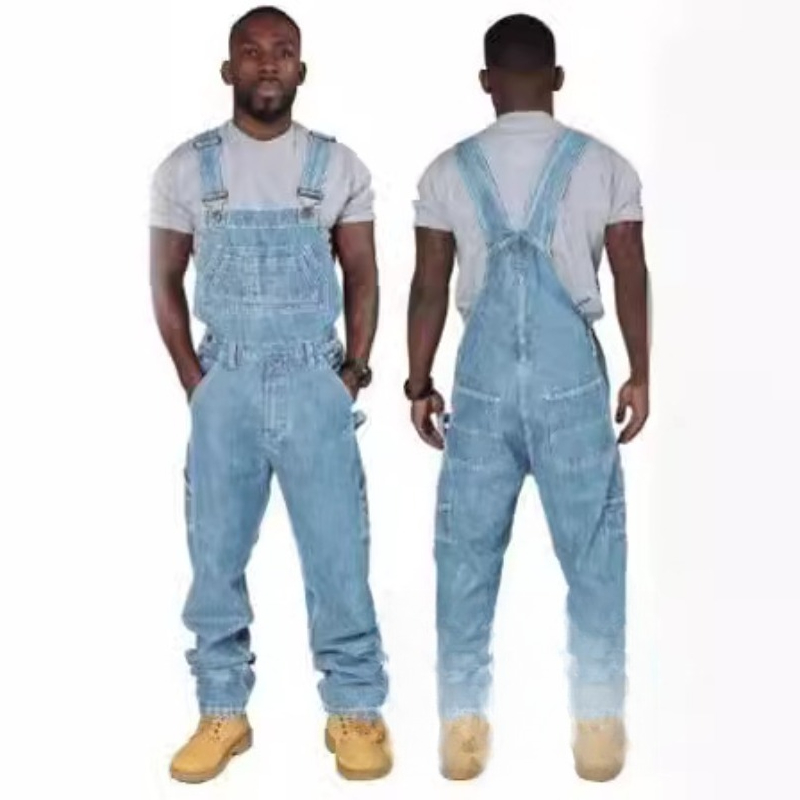 Mens Ripped Denim Overalls wit - Mens Fashion Denim recension och pris