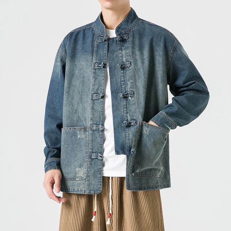 Chinese Style Denim Jacket Men - Mens Fashion Denim Jacket recension och pris