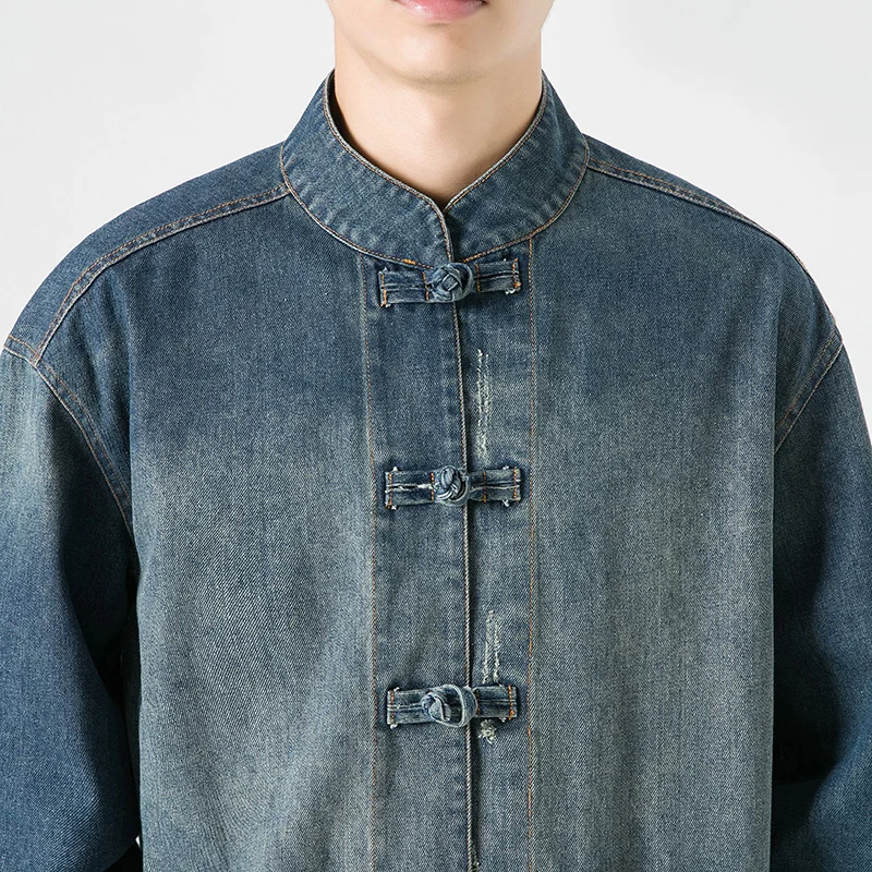 Chinese Style Denim Jacket Men - Mens Fashion Denim Jacket recension och pris