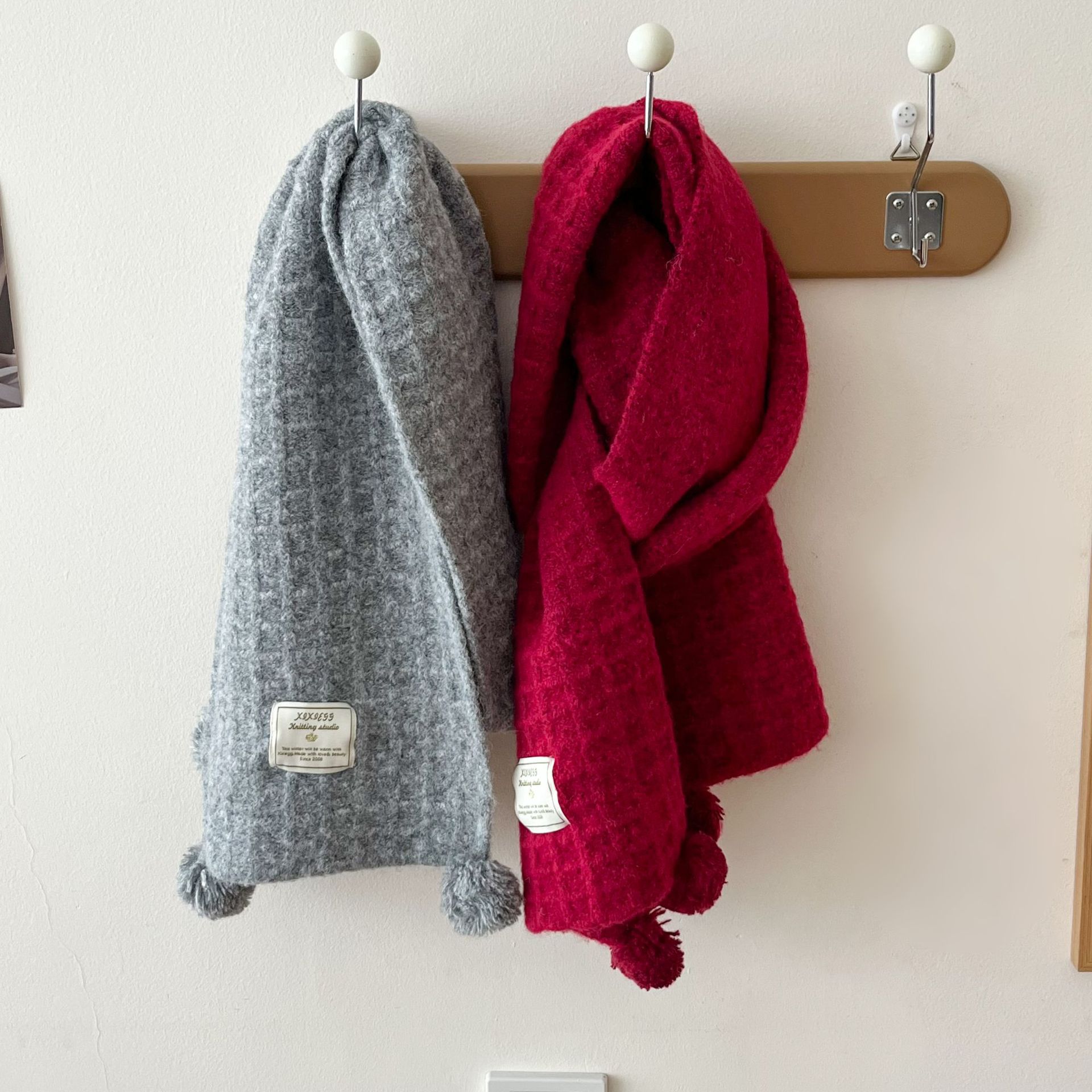 Winter hanging ball waffle kni - Men Scarf Wool recension och pris