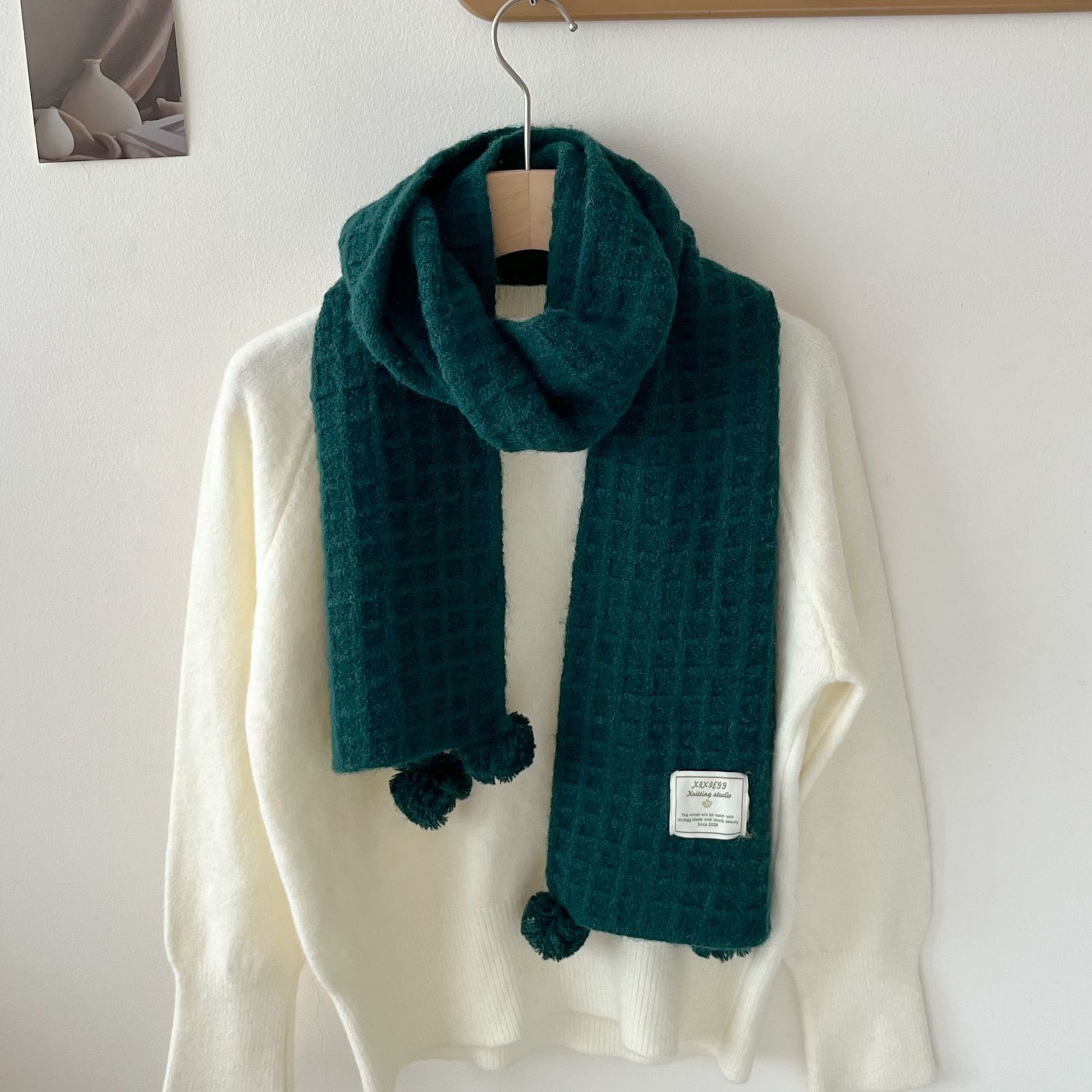 Winter hanging ball waffle kni - Men Scarf Wool recension och pris