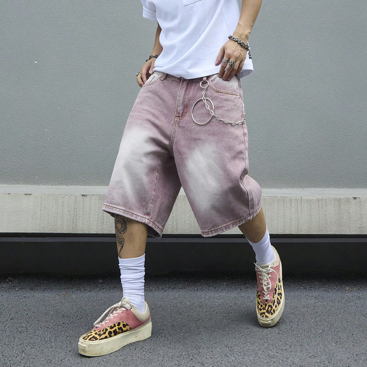 Men's Pink Gradient Denim Shor - Mens Fashion Denim recension och pris