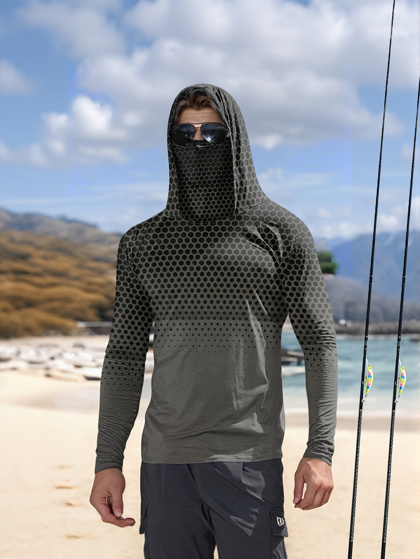 Grey Gradient Honeycomb Men Fi - Mens Fashion Summer recension och pris