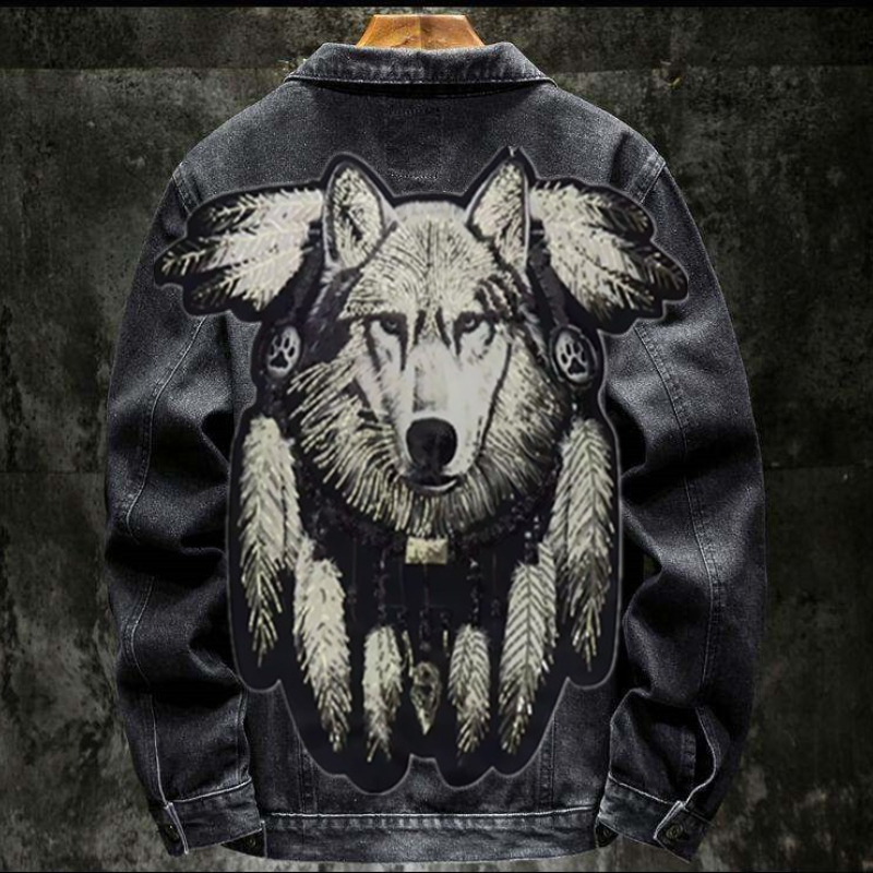 America Vintage Heavy Wolf Emb - Mens Fashion Denim Jacket recension och pris