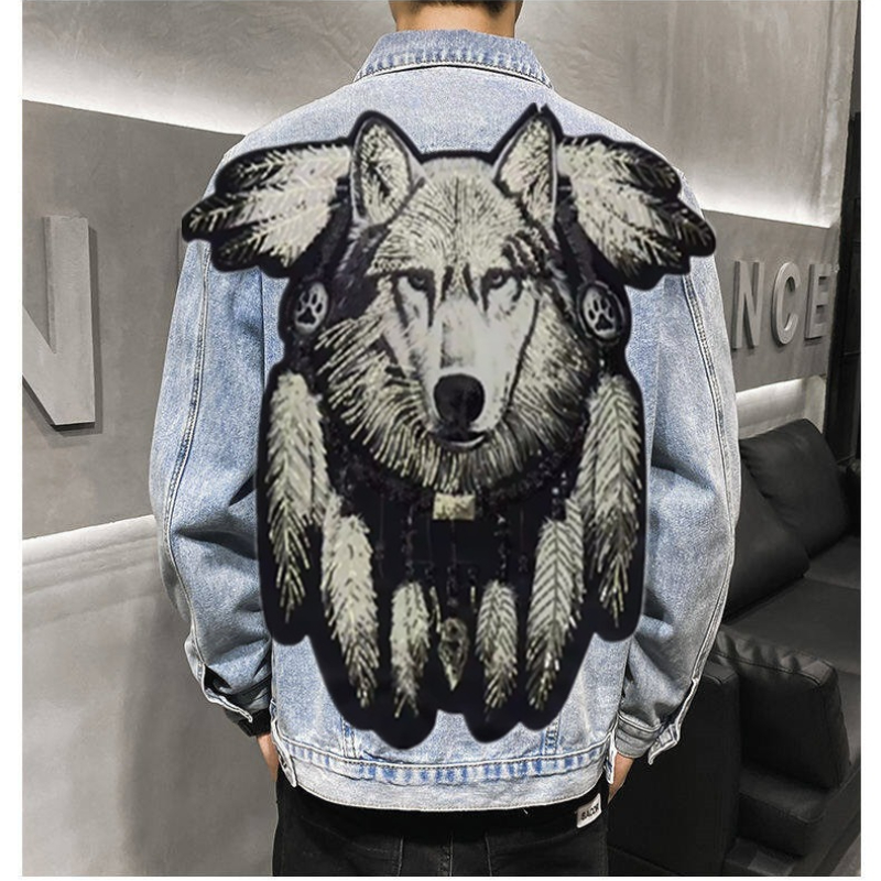 America Vintage Heavy Wolf Emb - Mens Fashion Denim Jacket recension och pris
