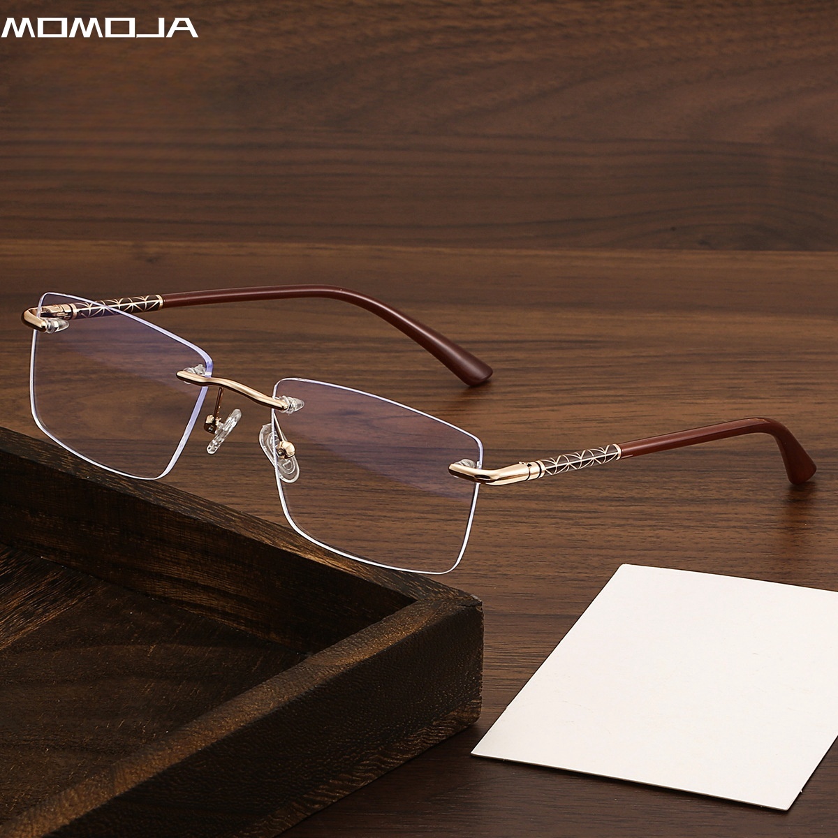 MOMOJA Frameless Square Frame  - Mens Fashion Reading Glasses recension och pris