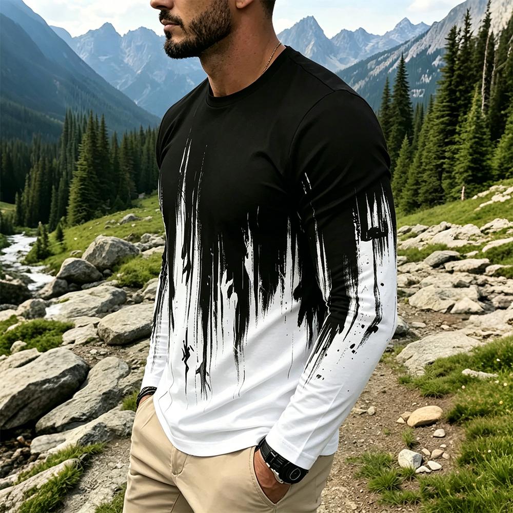 Men's Gradient Ink Splash Long - Mens Fashion Summer recension och pris