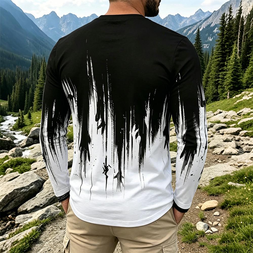 Men's Gradient Ink Splash Long - Mens Fashion Summer recension och pris